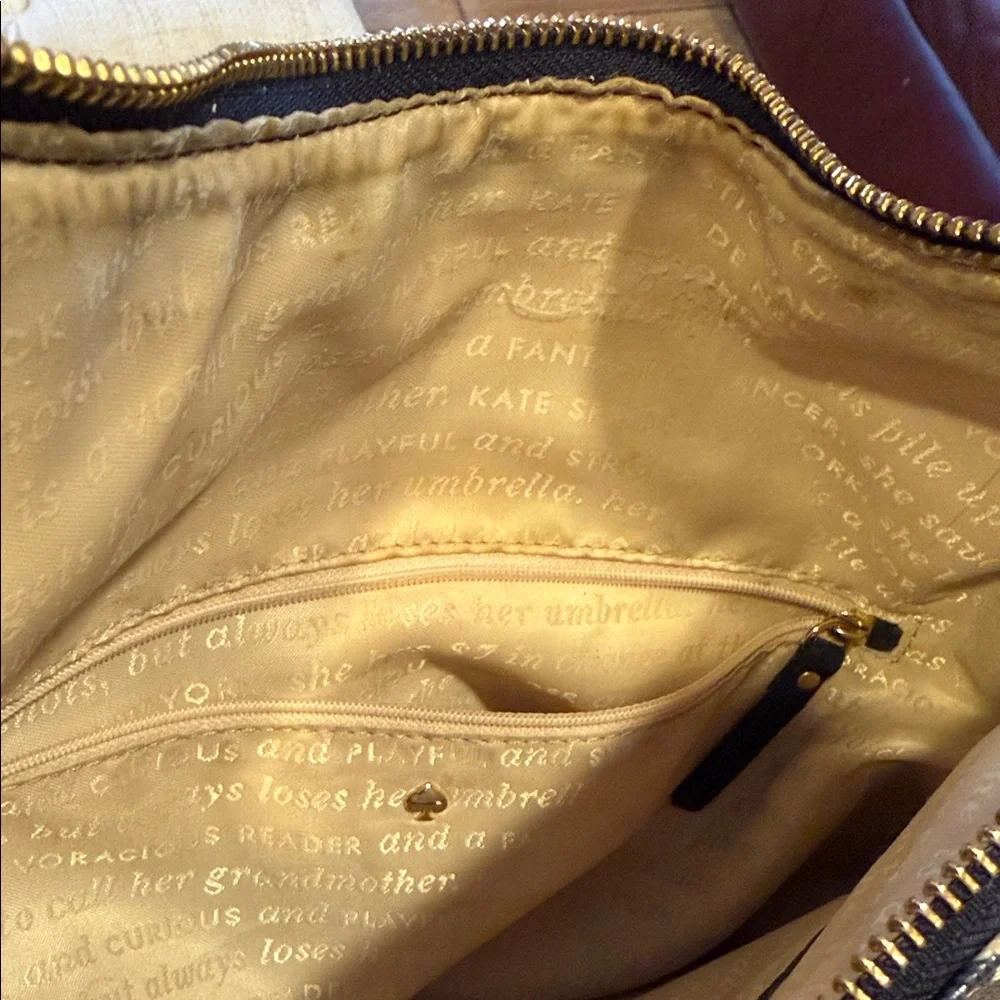 kate spade Navy and White Striped Shoulder Bag with Front Zippers - Picture 6 of 10